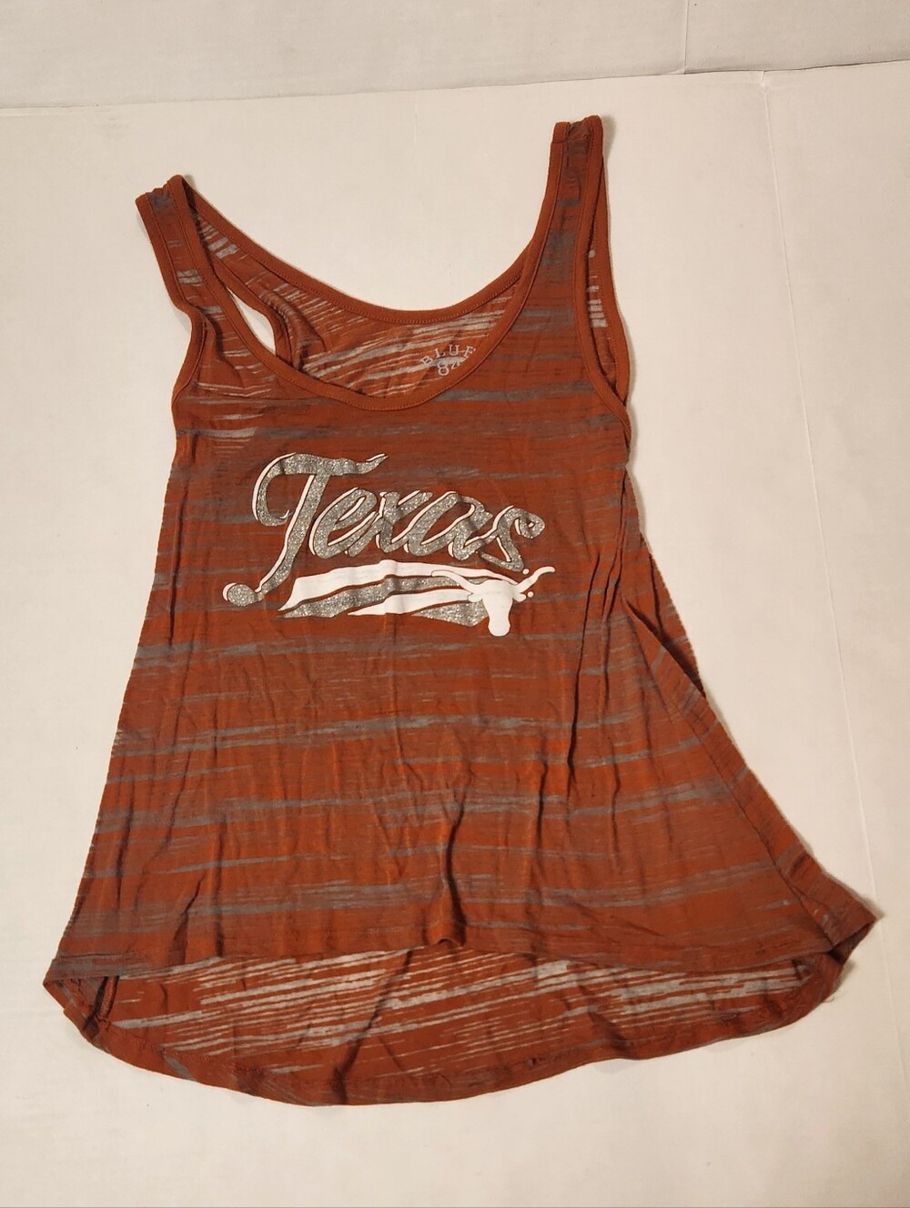 VTG Y2k Striped Burnt Orange Grey UT Texas Longhorns Tank Top Small S EUC